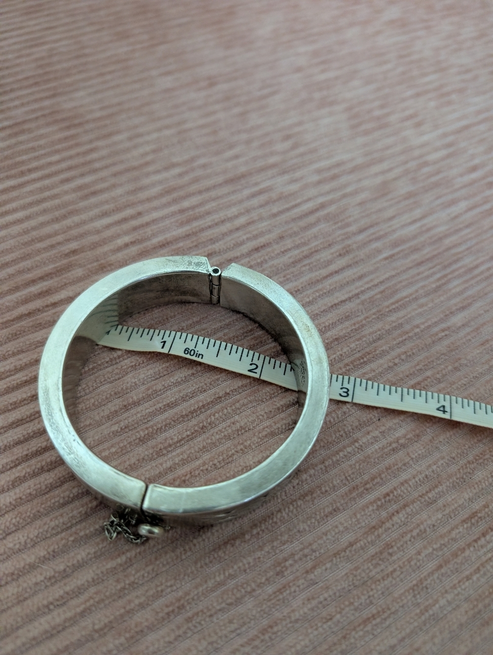 Taxco Mexico Sterling Silver Hinged Bangle Bracelet - Picture 9 of 10